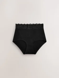 Next Black Full Brief Cotton Lace Knickers 4 Pack Best