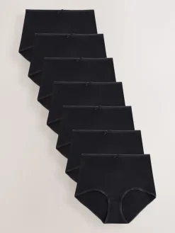 Next Full Brief Cotton Rich Knickers 7 Pack Black Clearance