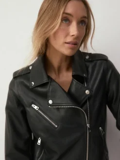 Next Black Fuller Bust Faux Leather Biker Jacket Best