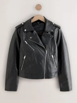 Next Black Fuller Bust Faux Leather Biker Jacket Best