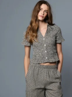 Next Gingham Short Sleeved Shirt Black