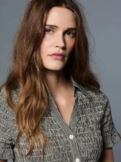 Next Gingham Short Sleeved Shirt Black