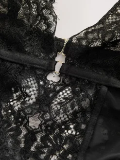 Next Glamour Crotchless Bodysuit Black Clearance