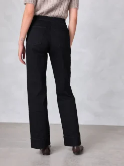 Next Gold Button Front Wide Leg Jeans Black Sale