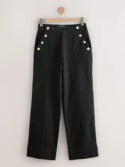 Next Gold Button Front Wide Leg Jeans Black Sale
