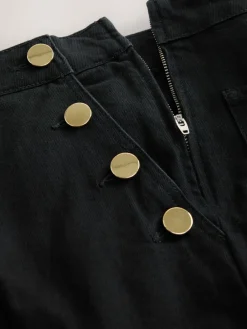 Next Gold Button Front Wide Leg Jeans Black Sale