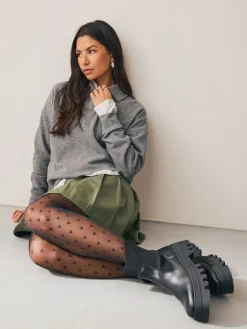 Next Black Heart Argyle Pattern Tights 1 Pack New