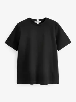 Next Black Heavyweight Short Sleeve Crew Neck T-Shirt Sale