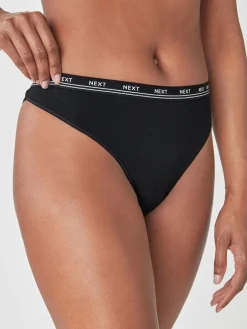 Next Black High Leg Cotton Logo Knickers 4 Pack Hot