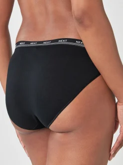 Next Black High Leg Cotton Logo Knickers 4 Pack Hot