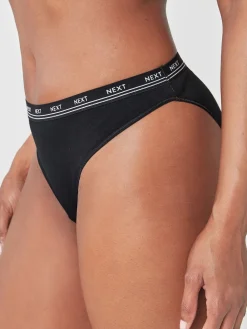 Next Black High Leg Cotton Logo Knickers 4 Pack Hot