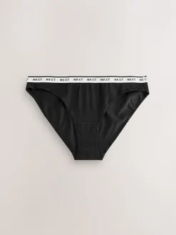 Next Black High Leg Cotton Logo Knickers 10 Pack Clearance