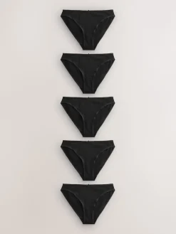 Next High Leg Cotton Rich Knickers 5 Pack Black Online
