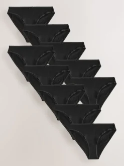 Next Black High Leg Full Briefs Cotton Knickers 10 Pack Outlet