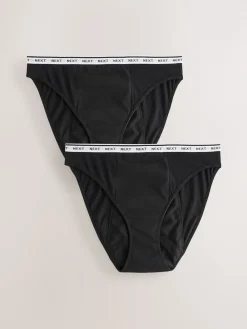 Next High Leg Heavy Flow Period Knickers 2 Pack Black New