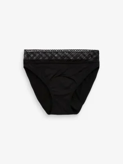 Next Black High Leg Medium Flow Period Knickers 2 Pack New