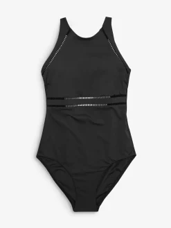 Next High Neck Tummy Control Shaping Swimsuit Black Clearance
