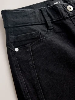 Next High Rise FlexiFit Stretch Pull On Wide Leg Jeans Black Clearance