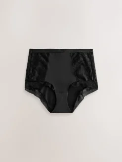Next High Rise Lace And Microfibre Knickers Black Best