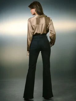 Next High Rise Stretch Flare Jeans Black Online