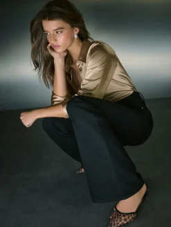 Next High Rise Stretch Flare Jeans Black Online