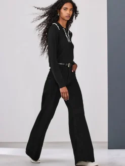 Next High Rise Stretch Wide Leg Jeans Black Discount