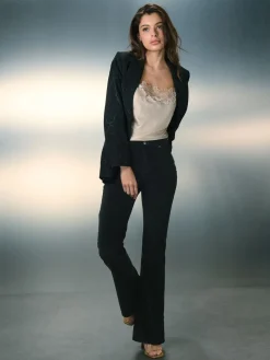 Next High Rise Velvet Cord Flare Jeans Black Sale