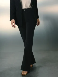 Next High Rise Velvet Cord Flare Jeans Black Sale