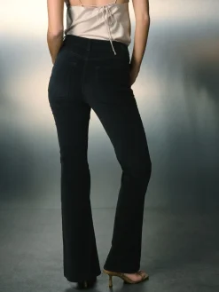 Next High Rise Velvet Cord Flare Jeans Black Sale