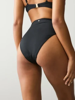 Next High Waist High Leg Bikini Bottoms Black Sale