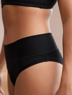 Next High Waist High Leg Ultimate Comfort Knickers 2 Pack Black Clearance