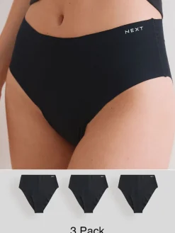 Next High Waist High Leg Cotton Rich No VPL Knickers 3 Pack Black Hot