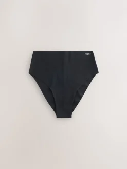 Next High Waist High Leg Cotton Rich No VPL Knickers 3 Pack Black Hot