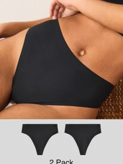 Next Black High Waisted Thong No VPL Period Knickers 2 Pack New