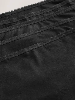 Next High Waisted Thong Cotton Rich Knickers 5 Pack Black Discount