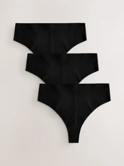 Next High Waisted Thong No VPL Comfort Knickers 3 Pack Black Best