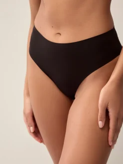 Next High Waisted Thong No VPL Comfort Knickers 3 Pack Black Best