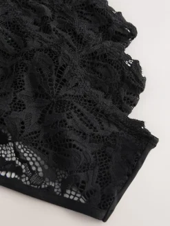 Next High Waisted Thong Lace Front NVPL Knickers 3 Pack Black New