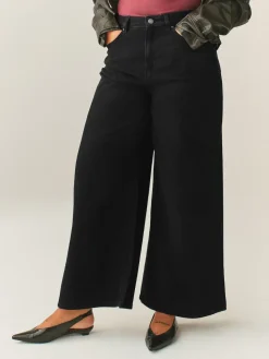 Next Black Hourglass High Rise Palazzo Wide Leg Jeans Best