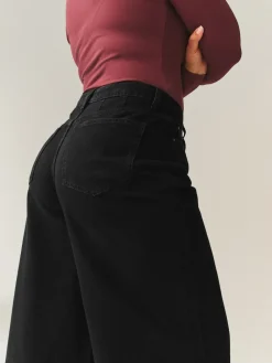 Next Black Hourglass High Rise Palazzo Wide Leg Jeans Best