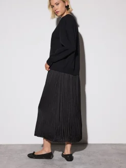 Next 2-In-1 Sweatshirt With Satin Midi Skirt Black New