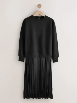 Next 2-In-1 Sweatshirt With Satin Midi Skirt Black New