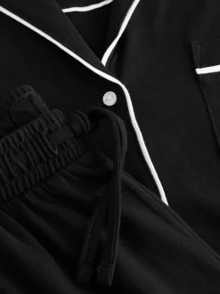 Next Jersey Button Through Pyjamas Black Discount