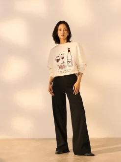 Next Jersey Denim Wide Leg Trousers Black