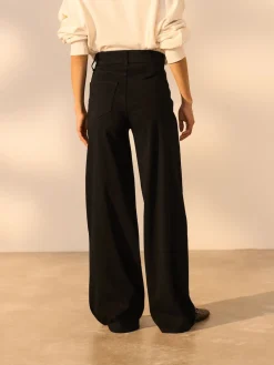 Next Jersey Denim Wide Leg Trousers Black