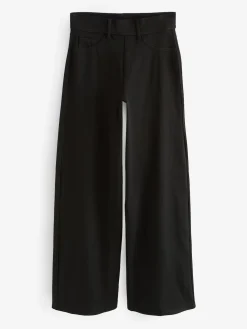 Next Jersey Denim Wide Leg Trousers Black