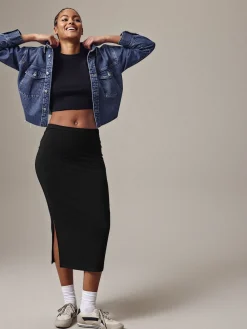 Next Black Jersey Midi Skirt Discount