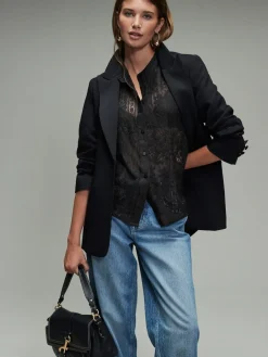 Next Lace Half Sleeve Blouse Black Hot