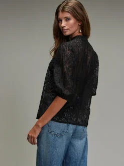 Next Lace Half Sleeve Blouse Black Hot