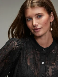 Next Lace Half Sleeve Blouse Black Hot